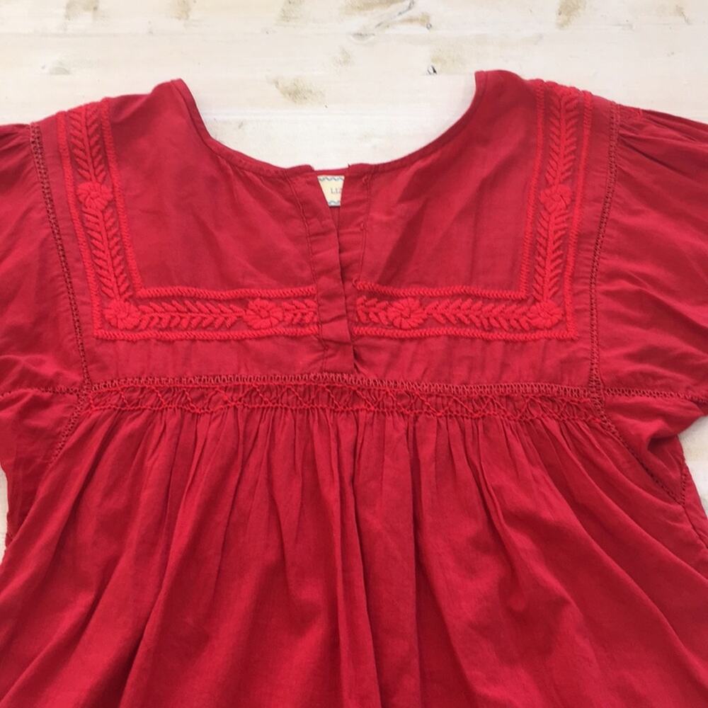 Liza + Tara embroidered boho long balloon sleeve peasant top sz M